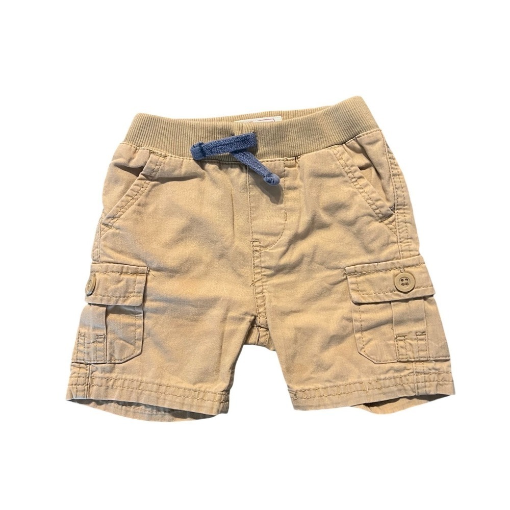 Levis Kids Tan Khaki Cargo Shorts Elastic Waist Cotton 6-9M (0944)